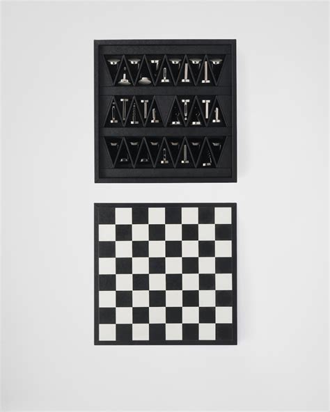 prada scacchiera|Black Saffiano leather chess set .